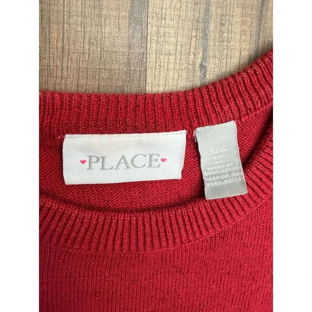 The Children's Place Girls Red Sweater Dress Hearts Sequin Knit‎ Size 5/6 - Picture 5 of 9